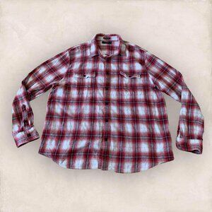Lucky Brand Flannel Shirt Mens XXL Red Plaid Classic Fit Long Sleeve Button Down
